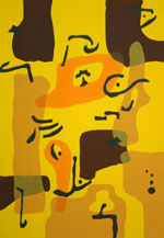 Zeichen auf Gelb II (Homage an Paul Klee) | 2002 | 70 cm x 50 cm | 5-farbig